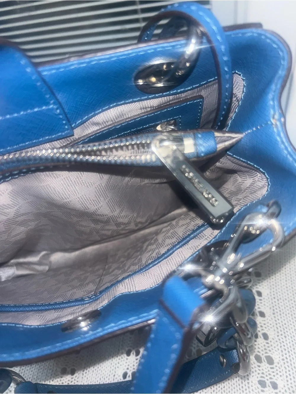 Michael Kors Two-Tone Blue Chevron Satchel